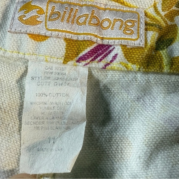 Billabong Vintage Y2K Floral Yellow Jean Shorts Size 11 Hawaiian Tropical Retro - Picture 8 of 10